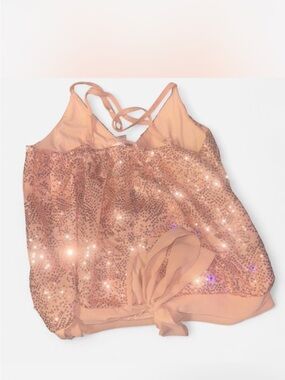 Buckle Pink Sequin Tie-Front Tank Top
